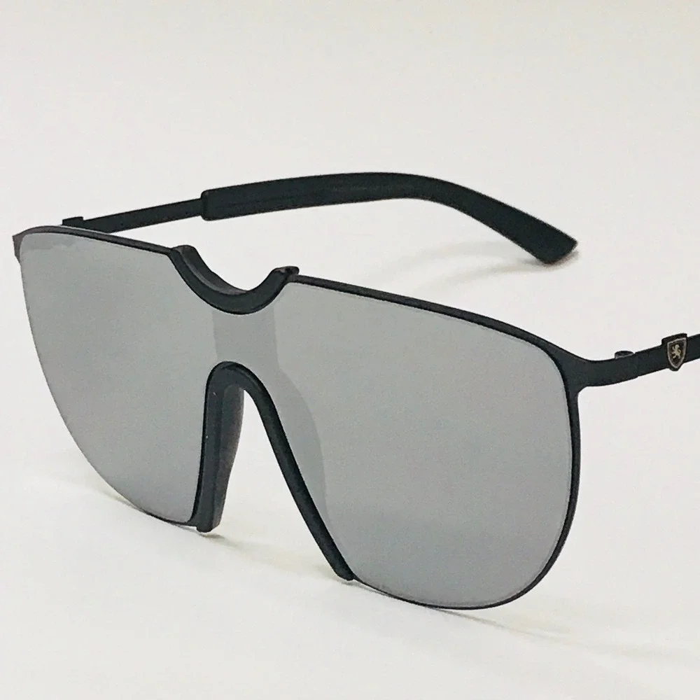 Shield Sunglasses Mirrored Lens Fashion Visor‎ Sunglasses for Men Black Frame